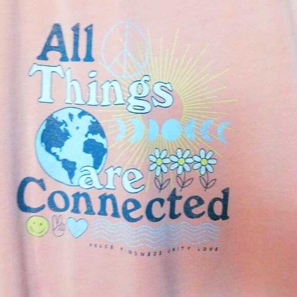 Easy Vintage Graphic Sweatshirt "All Things Are Connected" Apricot Butter - 3X - Picture 4 of 9